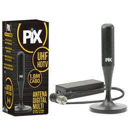 Antena De Tv Interna HDTV Super Amplificada Digital Cabo 1.80m Com Imã - PIX