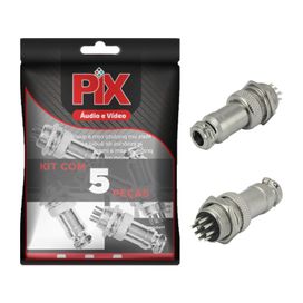 5x Conjunto Plug Conector Mike Kit Macho e Fêmea 10 Pinos - PIX
