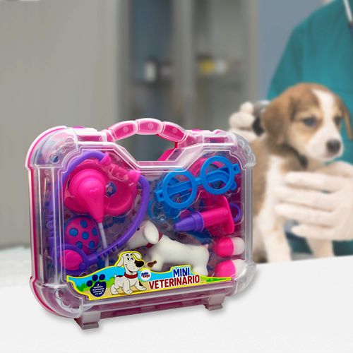Brinquedo Kit Maleta Mini Veterinário Menina Com Acessórios - Pakitoys