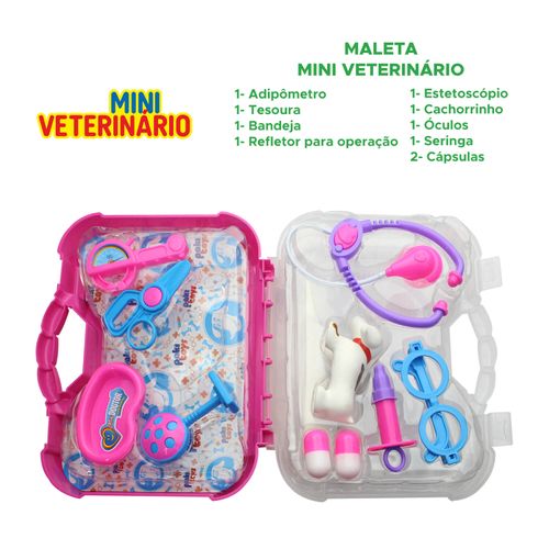 Brinquedo Kit Maleta Mini Veterinário Menina Com Acessórios - Pakitoys