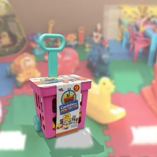 Carrinho de Compras Brinquedo Infantil Rosa - Pakitoys