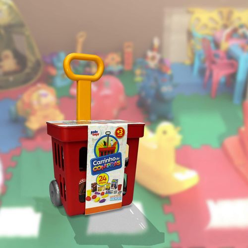 Carrinho de Compras Brinquedo Infantil Vermelho - Pakitoys