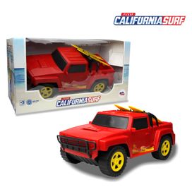 Carrinho Pick-Up Califórnia Surf Com Pranchas de Surf Vermelho - Pakitoys
