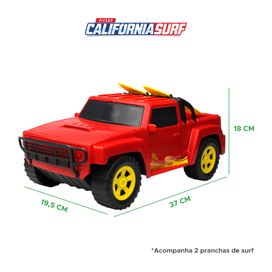 Carrinho Pick-Up Califórnia Surf Com Pranchas de Surf Vermelho - Pakitoys