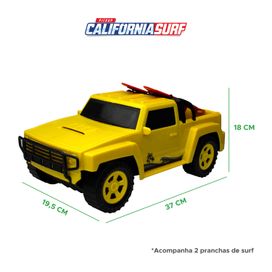 Carrinho Pick-Up Califórnia Surf Com Pranchas de Surf Amarelo - Pakitoys