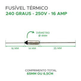 10x Fusível Térmico 16a 240 Graus 110v 127v 220v 250v - Green