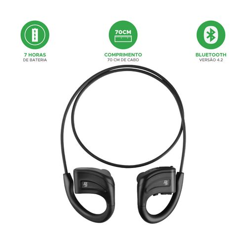 Fone de Ouvido Sem Fio Bluetooth À Prova D'água Preto Alcance 10m - Performance Sound