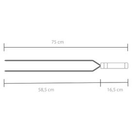 Espeto Duplo Churrasco Gaúcho 75cm Aço Inox Cromado Premium - Grilazer