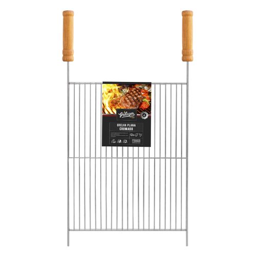 Grelha Plana Churrasco Assados Profissional Aço Cromado 40x50 - Grilazer