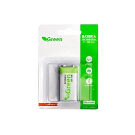 Bateria 9v Recarregável de Alta Capacidade 300Mah - Green