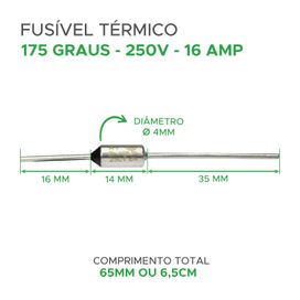 10x Fusível Térmico 16a 175graus 110v à 250v - Green