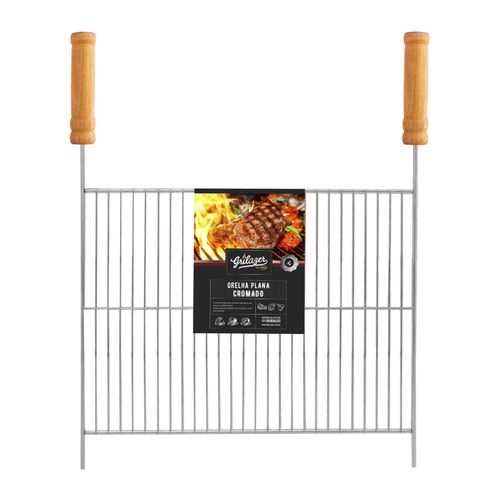 Grelha Plana Churrasco Assados Profissional Aço Cromado 50x40 - Grilazer