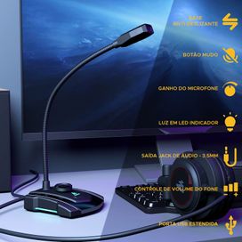 Microfone Condensador Maono Au-gm31 USB Gooseneck Podcast