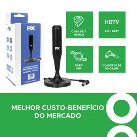 Antena de Tv Hd Smart Led Lcd 4k Completa Cabo 5m Com Imã - PIX