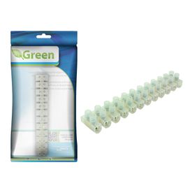 10x Conector Barra de Sindal 12 Posições 12mm 15 amp - Green