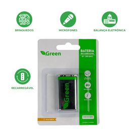 Bateria 9v Recarregável 250mah - Green