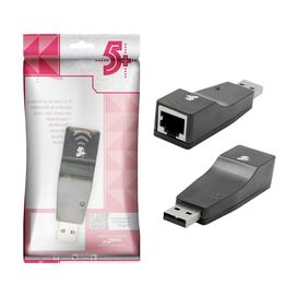 Adaptador Placa de Rede Usb 2.0 Para Cabo De Rede Rj45 10/100Mbs - 5+