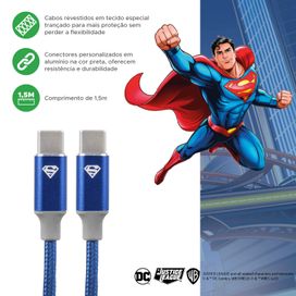 Cabo Carregador Turbo 1,5m Usb-C Superman - 5+