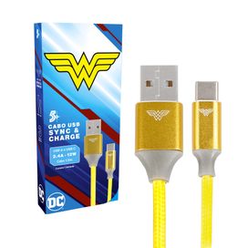 Cabo Carregador Turbo 1,5m Usb-A / Tipo C Liga da Justiça