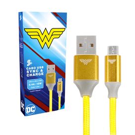Cabo Carregador Turbo 1,5m Usb-A para Micro Usb Mulher Maravilha - 5+