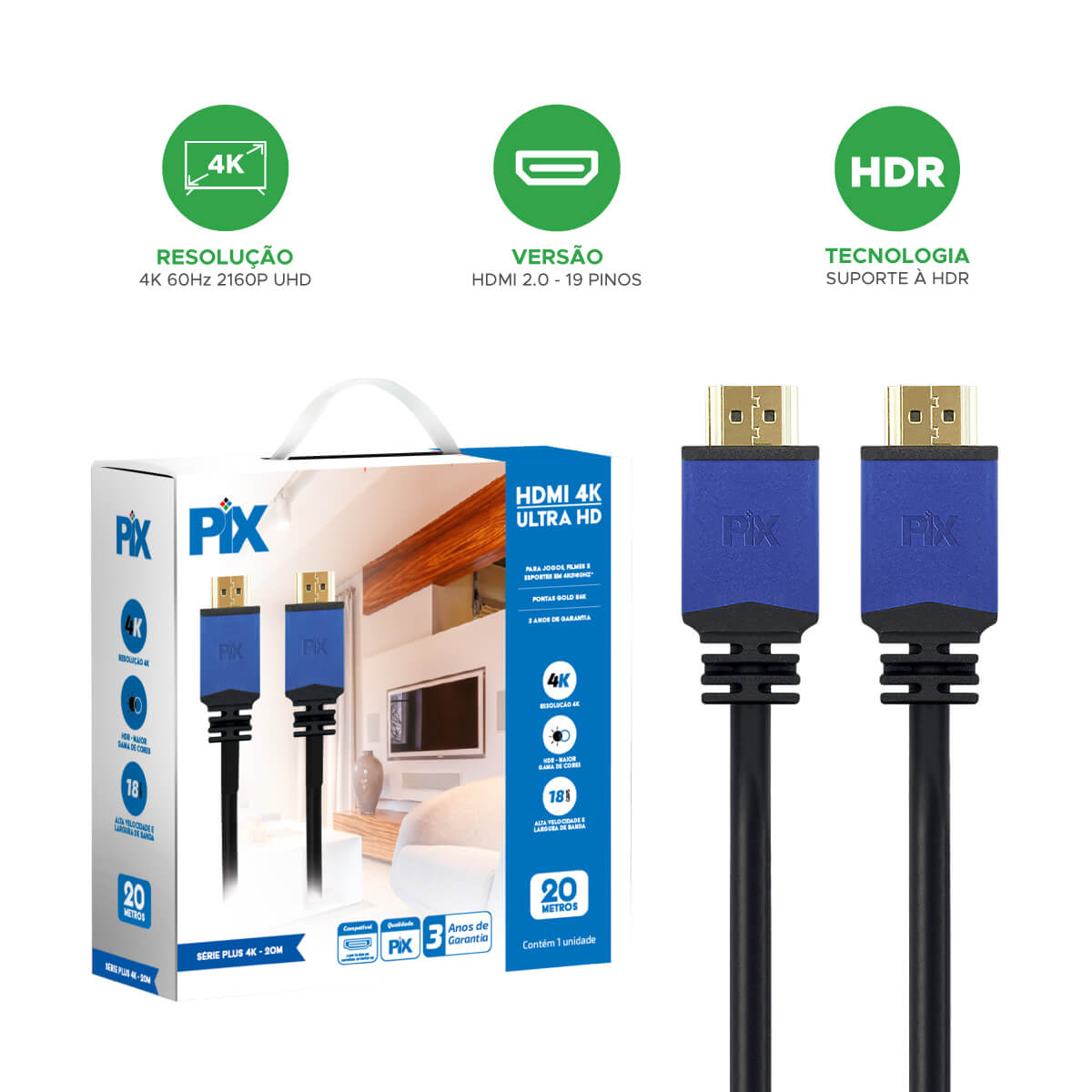 Hdmi-34 em HDMI - Cabos - HDMI 2.0 PIX – solucaocabo Mobile