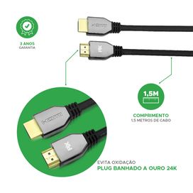 Cabo Hdmi 2.1 UltraHD 48Gbps 8k 3d 120hz 1,5 Metros HDR Dinâmico - PIX