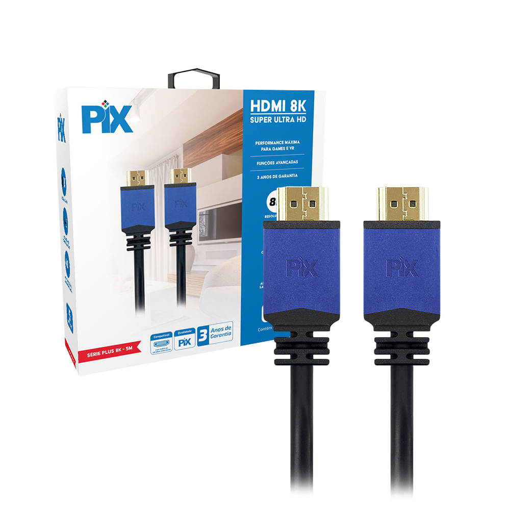 Cabo HDMI x HDMI 2160p UltraHD 1.5 metros 8K PIX 018-1015 -  RecallInformatica Soluções em Tecnologia