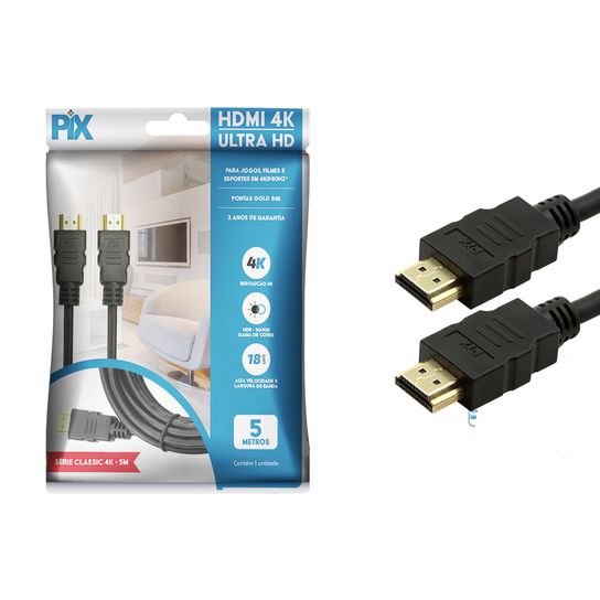 Cabo HDMI 2.0 4K UHD 3D Blindado c/Filtro 1,8m - PCSHOP Informática