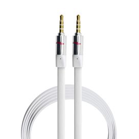 Cabo P2 + P2 Flat Estéreo 100% Cobre Branco - Performance Sound