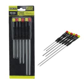 Kit 6 Chaves de Fenda e Fenda Cruzada Longa Para Eletrônica - KOKAY