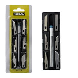 Estilete De Metal Reforçado Profissional + 6 Lâminas Extras - KOKAY