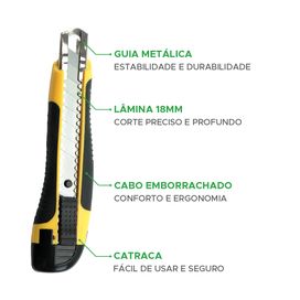 Estilete Profissional Emborrachado Com Trava 18mm - KOKAY