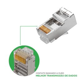 100x Conector Rj45 Cat6 Macho Blindado 100 Unidades