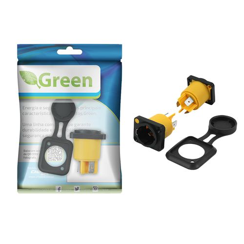 Jack Cb Power Fêmea Para Painel Pcon Conector Plug Powercon In - Green