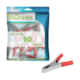 10x Garra Jacaré 50 amp Vermelho 9,4cm - Green
