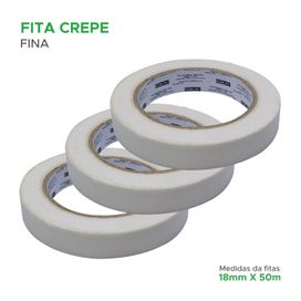 Kit com 8 Fitas Crepe Fina Utilidade Geral e Pintura 18mm X 50m