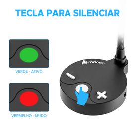 Microfone Condensador Plug and Play Maono Au-gm10 Com Cabo Usb-c