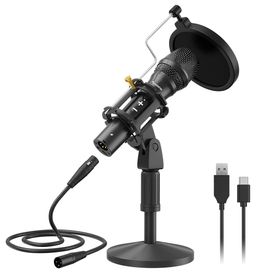 Microfone Latência Zero Maono Au-hd300t XLR/USB Para Podcast