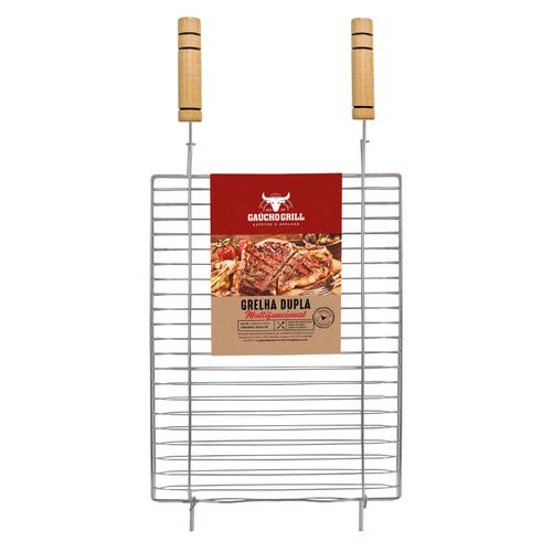 Grelha Gaúcha Dupla Churrasco Assados 36 x50cm Aço Cromado - Grilazer