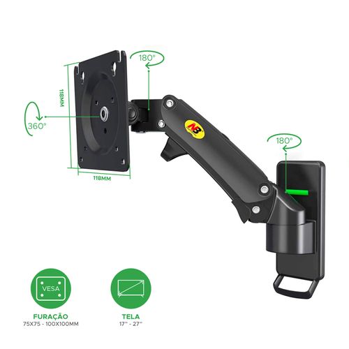Suporte North Bayou NB F120 de Parede TV/Monitor de 17 a 27