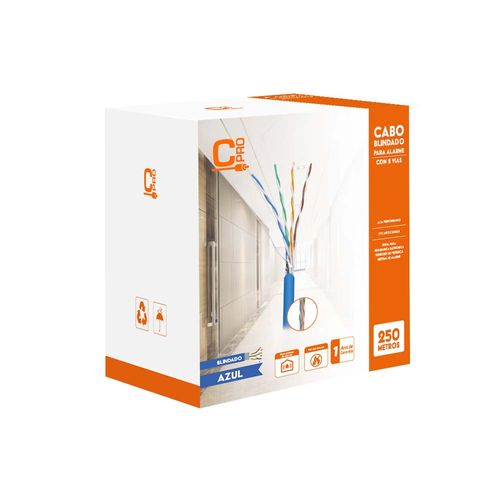Cabo Patch Cord Para Alarme 8 Vias Ftp Rolo Com 250 Metros Azul - Connect Pro