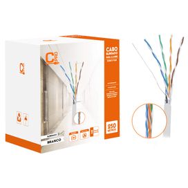 Cabo Patch Cord Para Alarme 8 Vias Ftp Rolo Com 250 Metros Branco - Connect Pro
