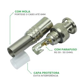 10x Conector Bnc 50 Ohms Macho Com Mola E Parafuso - CPro