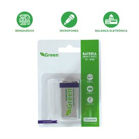Bateria 9v 6f22 Manganês Heavy Duty - Green