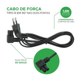 Cabo De Força 90 Graus Bipolar 1,5 Metros Plug 90 Graus - Green
