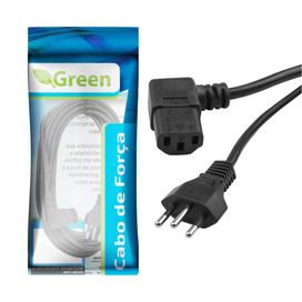Cabo De Força Tripolar 1,5 Metros Plug 90 Graus 3x0,75mm 10a - Green