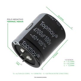 5x Capacitor Eletrolítico 4700uf X 100v 105 Graus - ChipSCE