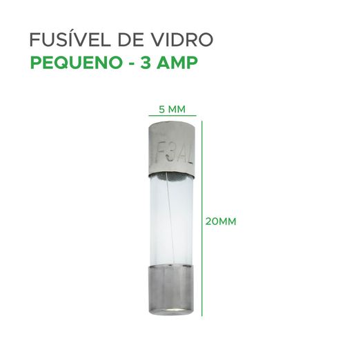100x Fusível De Vidro 5x20 Pequeno 3 Amp - Green