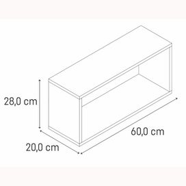 Nicho Decorativo Quadrado Parede 60x28x20cm - Rovere