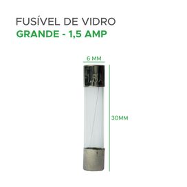 100x Fusível De Vidro 6x30 Grande 1,5 Amp - Green
